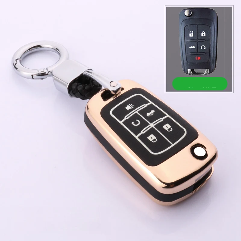 Чехол для ключей автомобиля из цинкового сплава для Chevrolet Cruze Aveo Trax Opel Astra Corsa Meriva Zafira Antara J Mokka Insignia Buick - Название цвета: D-gold