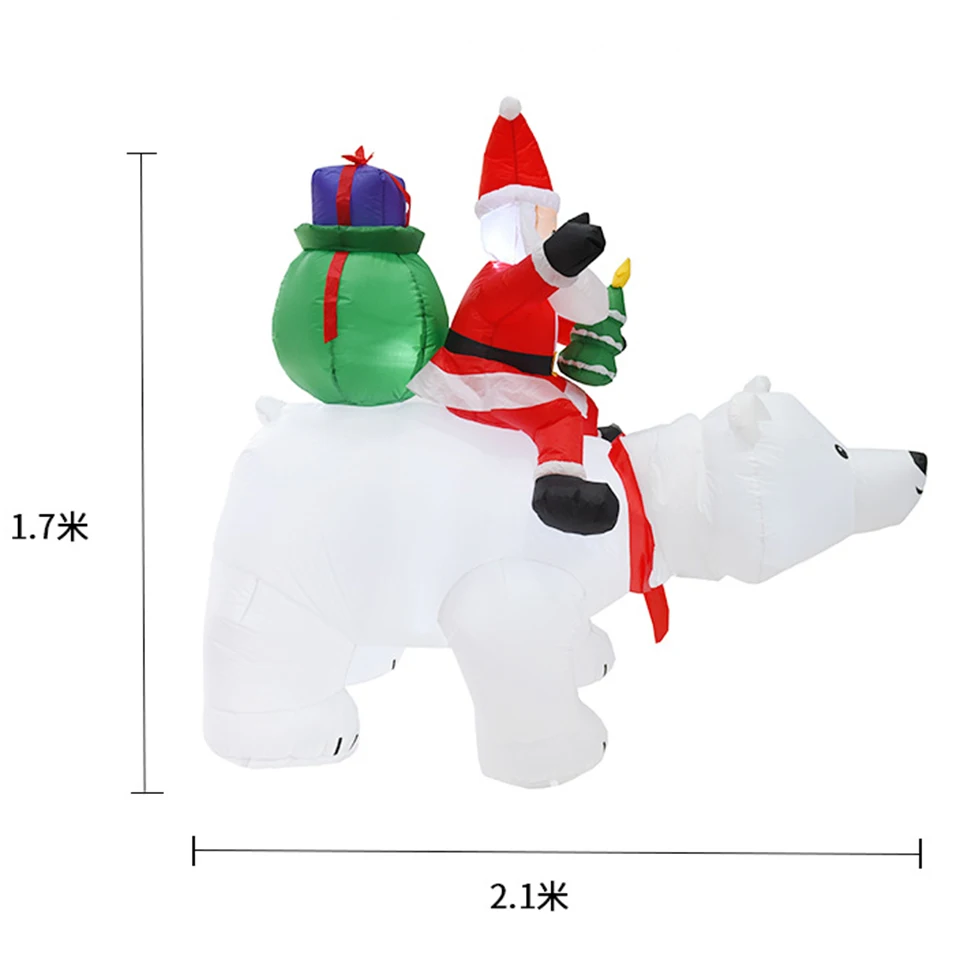 Tronzo надувной Navidad 210 см гигантский Санта Клаус езда медведь светодиодный освещенные надувные игрушки Рождественская вечеринка украшение сада, двора