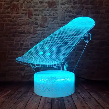 

Lovely 3D Illusion LED Kids Nightlight Colorful Changing Light Skateboard Sport Model Toys Holiday gift