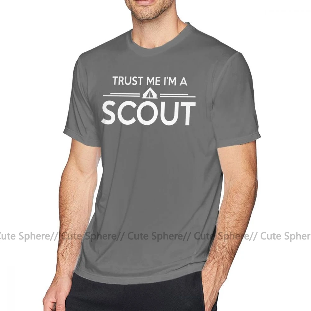 Футболка для бойскаута, Trust Me I M A Scout, Мужская футболка с принтом, большие размеры, потрясающая Пляжная футболка из 100 хлопка - Цвет: Dark Grey