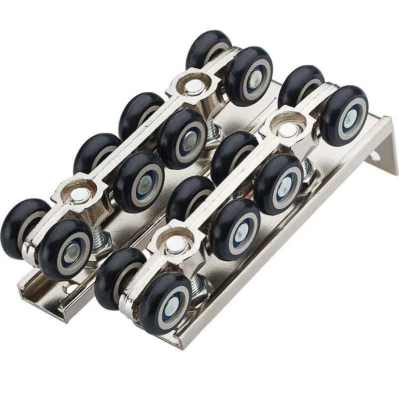 

2Pcs Cold Rolled Steel Sliding Wooden Door Closet Hardware Kit 8 Wheel Hanger Roller