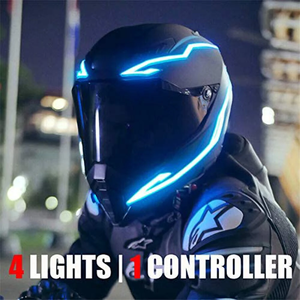 Motorbike Helmet LED Helmet Light Kit for Night Riding Waterproof Signal Kit Wilxaw Motorcycle Helmet Flashing Stripe 