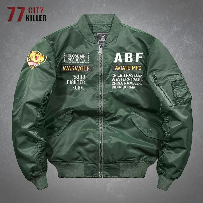 

Military Bomber Jackets Men Pattern Embroidery Coats Male New Autumn Winter Casual Thick Warm Loose Pilot Ma1 Motion Jacket Mens