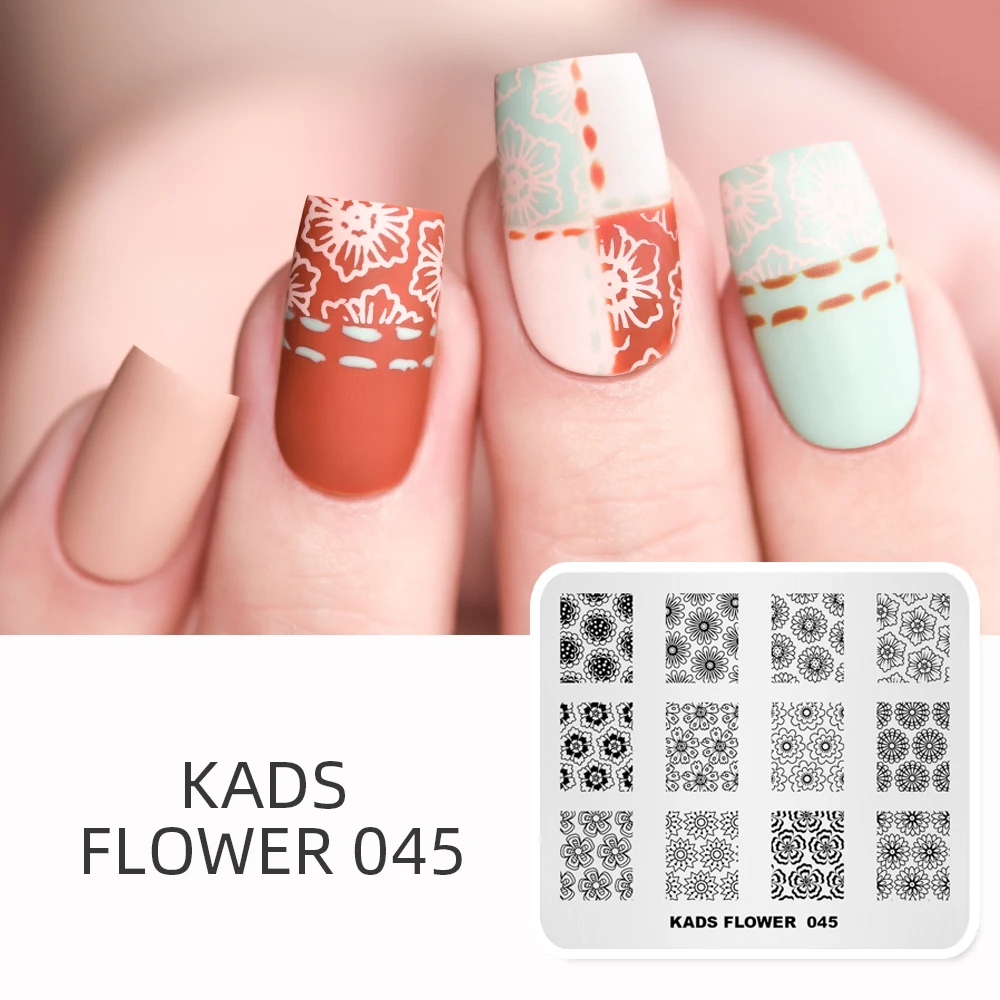 KADS Flower 045 Stamp Plate Image Template Blossom Style Stamping Manicure Nail Stencil Tool Templates Decorations | Красота и