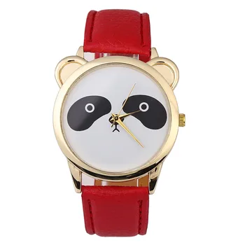 

2020 Fashion Casual Ladies Watches Panda Watches Women Watches Red Leather Band Quartz Wristwatches Wholsale Price Dropshipping