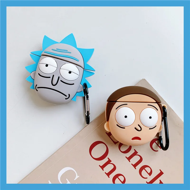 

Cartoon Anime Rick and Morty Keychain Bluetooth Headphone Cases For Apple Airpods 2 Silicone Case Protector Covers Keyring