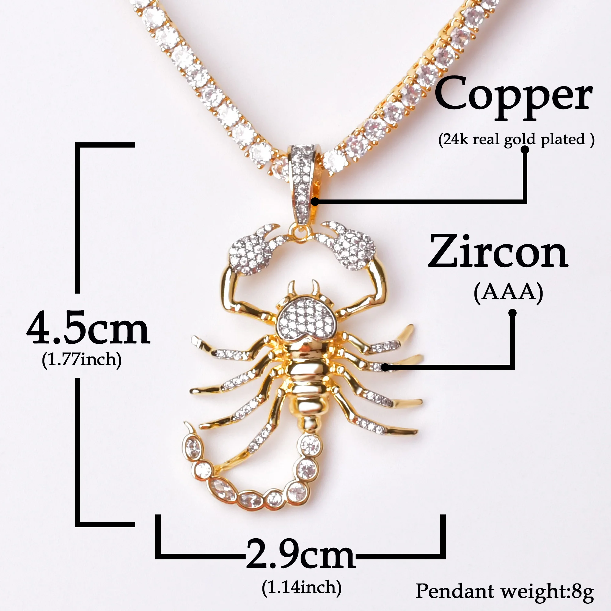 Animal Scorpion Pendant Necklace Men's Women Hip Hop Jewelry 2