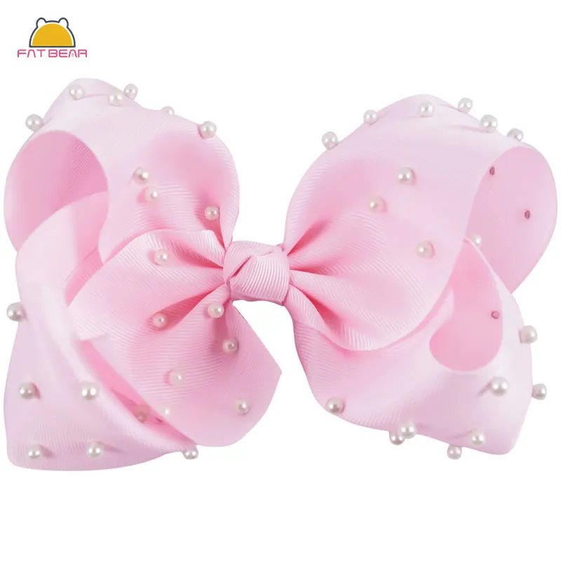 7 дюймов белый жемчужный бант для волос с Заколкой большая Шпилька-бант заколка