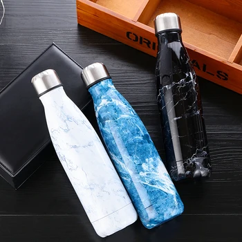 

500ML Stainless Steel Thermal Cup Marble Insulated Vacuum Flask Water Bottle Drinks Mugs Thermoses Outdoor Drinkware Supplies
