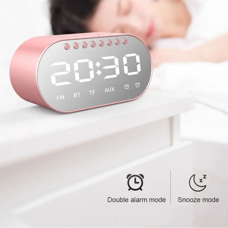 Будильник беспроводной Bluetooth 4,2 динамик с зеркальной поддержкой Tf карты сабвуфер прикроватный маленький стерео Bluetooth динамик