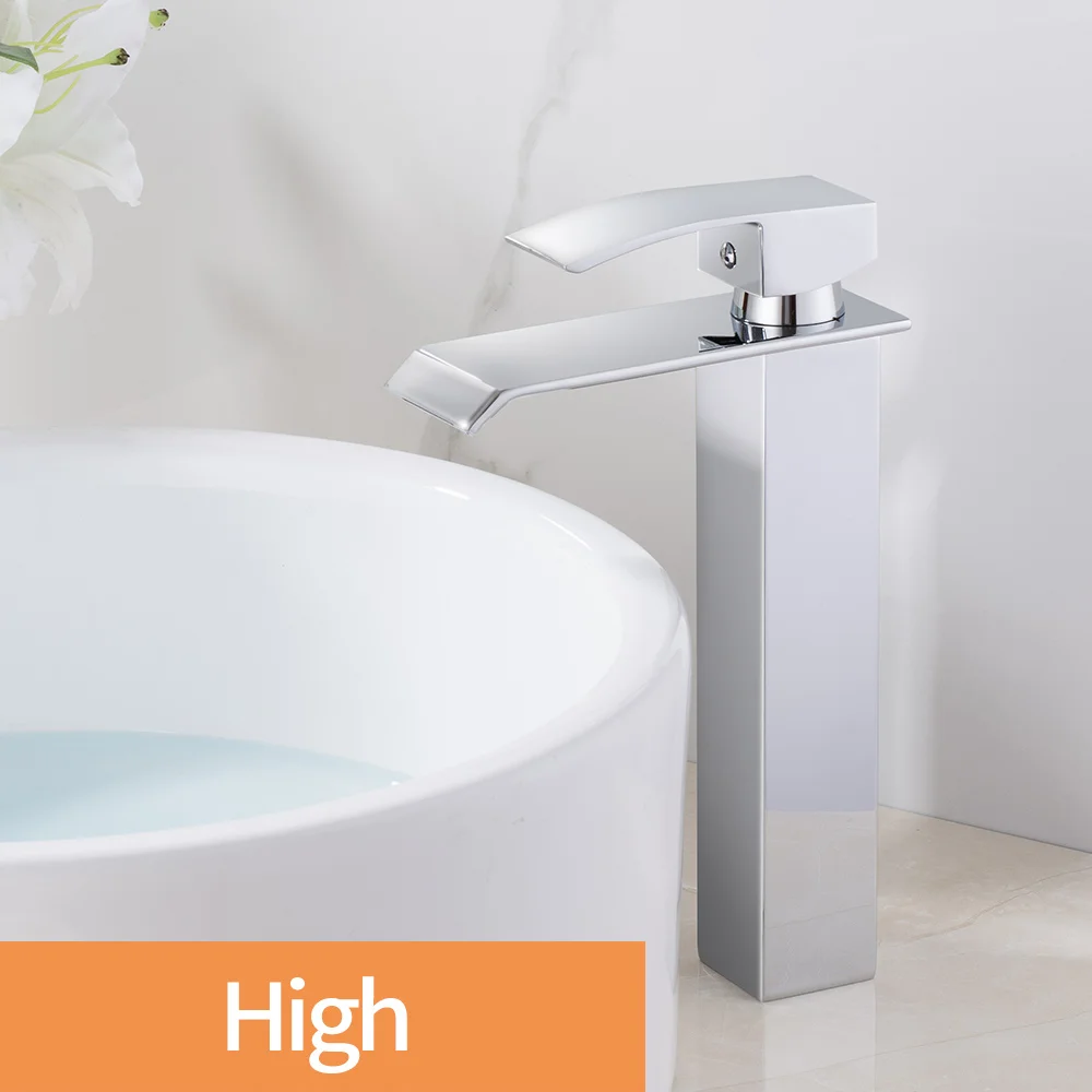 Водопад полированный Смеситель для ванной комнаты Однорычажный хром с одним отверстием латунный кран для горячей и холодной стирки для ванной комнаты Torneira - Цвет: WB-004CV
