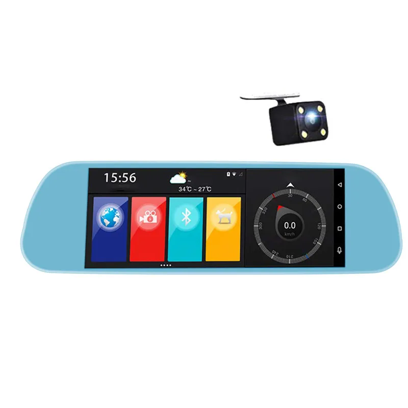 Android 5,1 с хорошей производительностью 7 дюймов 4G Dash Cam Видеорегистраторы для автомобилей Зеркало заднего вида Автомобильный черный ящик передней и задней Камера