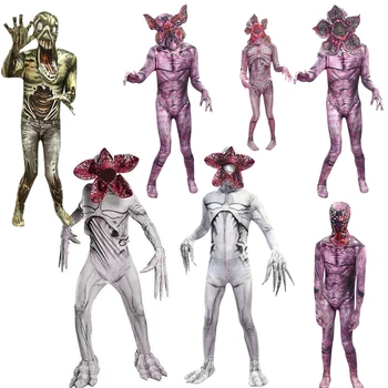 

2019 Halloween costume cosplay grotesque story jumpsuit 5-13 years old child spoof ball party piranha flower mask