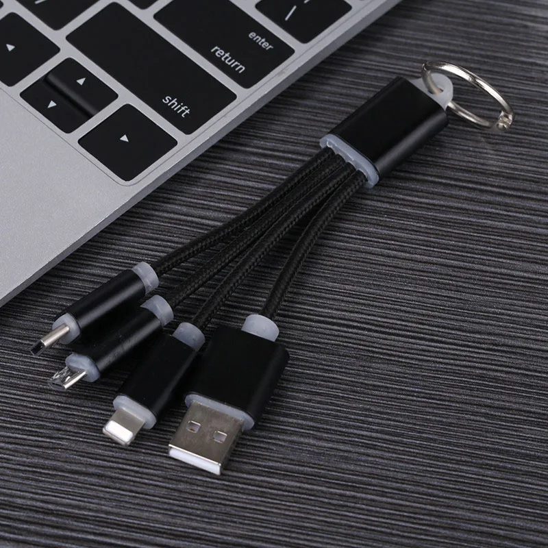 3 в 1 брелок короткий mi cro usb type C мульти зарядный кабель для xiaomi mi 9 8 lite CC9 pocophone f1 redmi note 7 6 5 K20 K30 A3