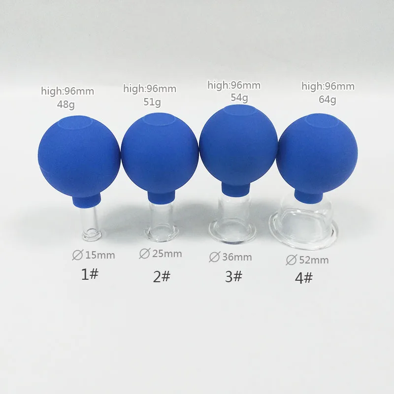 Description Picture 2 of item4PCS Rubber Vacuum Cupping Massager Face Body Glasses Massage Body Cups Anti Cellulite Facial Beauty Chinese Cupping Therapy Set