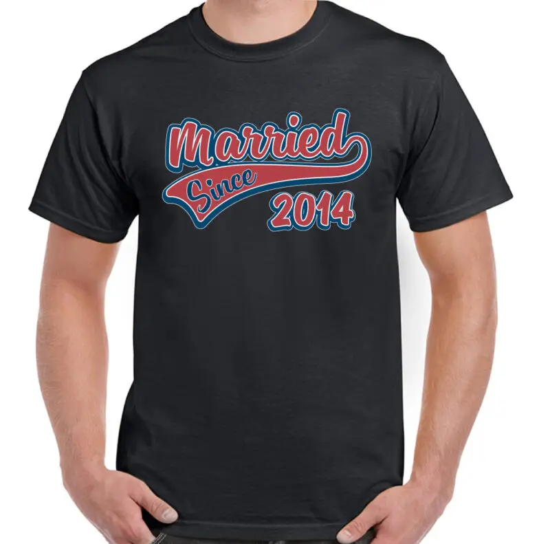 Married Since 2014 Mens Funny Wedding Anniversary T-Shirt Fathers Valentines Day |