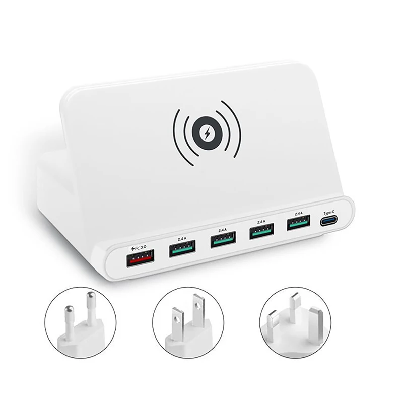 Универсальное беспроводное зарядное устройство Qi для Iphone X XS MAX, мульти USB 5 портов usb, быстрая зарядка 3,0, быстрая зарядка для samsung S9 S8 - Тип штекера: Универсальный
