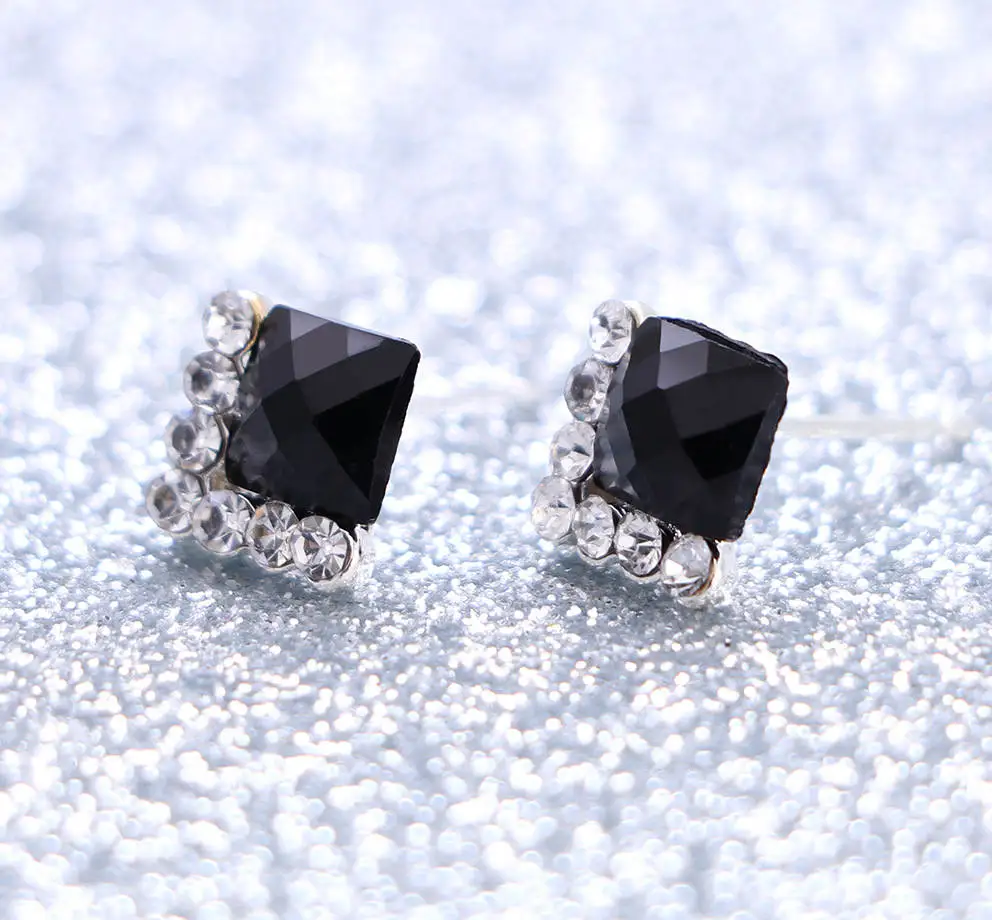 Square style 3 DREJEW маленькие серьги-гвоздики 925 с геометрическим сердцем и звездами с треугольником стразами для женщин на свадьбу и каждый день - Окраска металла: Square style 3