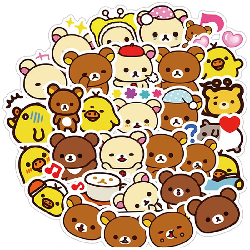 40 шт. в упаковке, Мультяшные наклейки Rilakkuma s, водонепроницаемые, ПВХ, скейтборд, багаж, скрапбукинг, гитара, забавный автомобиль, Vsco, наклейка для девочек, детская игрушка