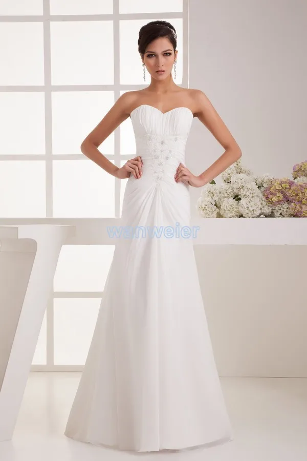 

free shipping 2020 formal new design hot sale brides maid party with beading custom white chiffon real pictures Wedding Dresses