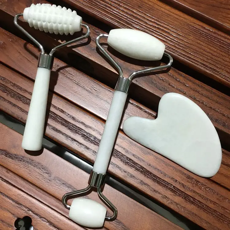 Rodillo de Jade blanco nuevo para Estiramiento Facial, rodillo de piedra Natural para adelgazar, Barbilla Facial, herramienta de belleza para el cuidado de la piel, 1 ud., 2021