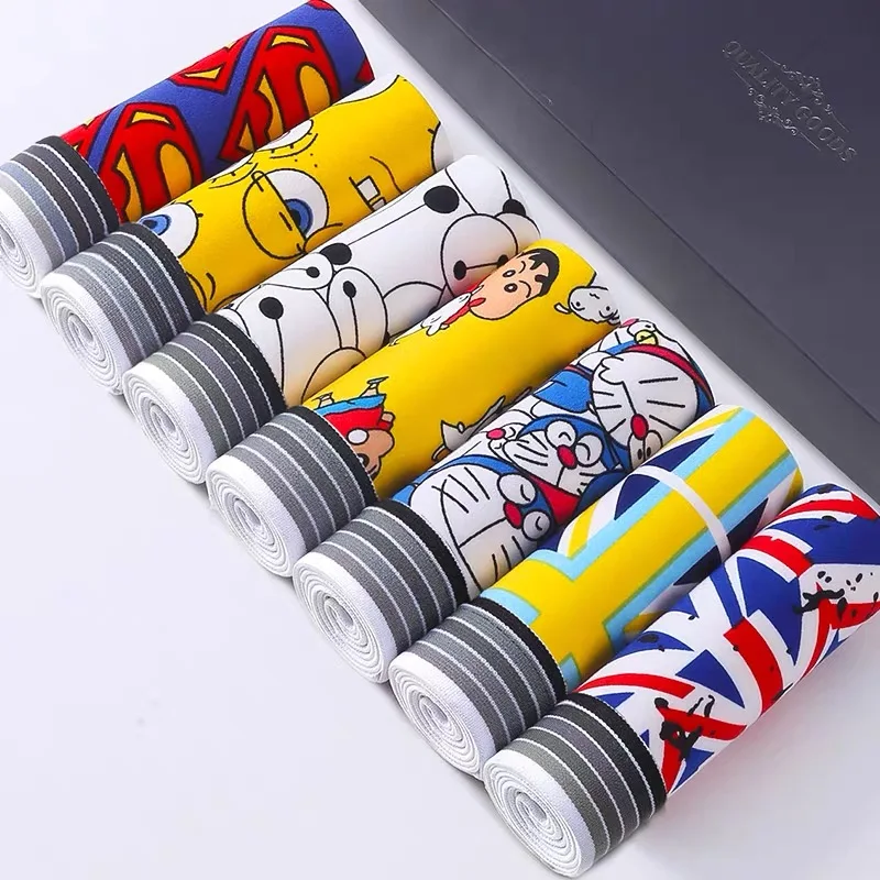 3/4/5Pcs Funny Men's Underwear Sexy Boxer Shorts Male Cute Cartoon Print Men's Underwear Boxer Shorts Breathable Soft Underwear hot mens underwear