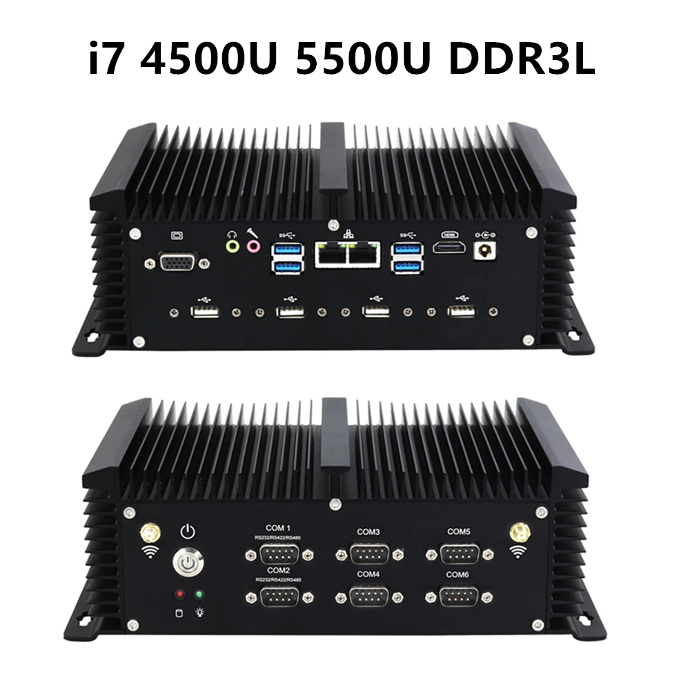 i7 4500U 5500U DDR3L Промышленный мини-ПК без вентилятора Intel Core i5 8250U i7 7500U 2* DDR4 2* Lans настольный компьютер Win10 Linux 6COM GPIO VGA 4G SIM HD WiFi - Цвет: i7 4500U 5500U DDR3L