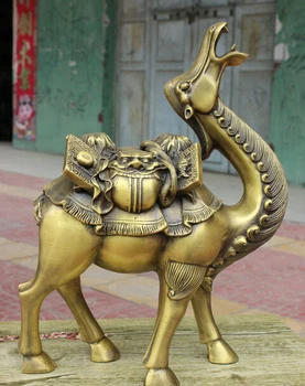 

zmrui wholesale factory 12 Folk Chinese Brass Copper llama Bactrian camel auspicious Pull Luggage Statue 25% off