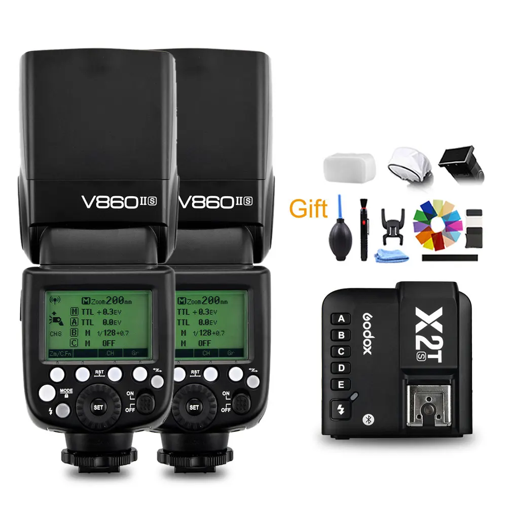 Godox V860II-S 2,4G TTL вспышка для камеры Speedlite X2T-S Bluetooth смартфон приложение триггер для sony Mi Горячий башмак A7 A9 A7R A7S - Цвет: Kits 2