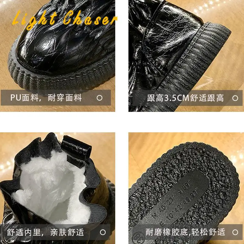 Tide Snow Boots Women Winter Hick-soled Boots Fashion Warm Shoes Short Tube Plus Velvet Thick Cotton Shoes Women's Short Boots