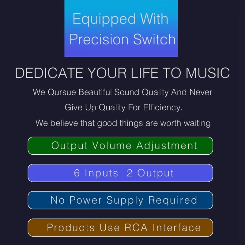 Переключатель 6 в 2 или 2 в 6 выход наушников динамик коммутатор стерео источник звука выбор сигнала коммутатор, интерфейс принимает RCA