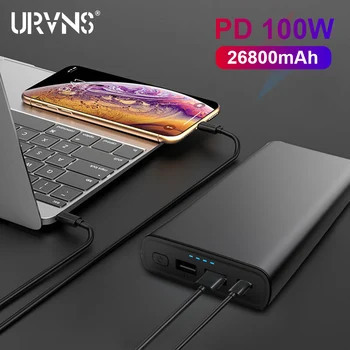 

URVNS 100W USB C Power Bank 26800mAh Portable Charging PowerBank USB QC3.0 PD External Battery Charger For MacBook Xiaomi iPhone