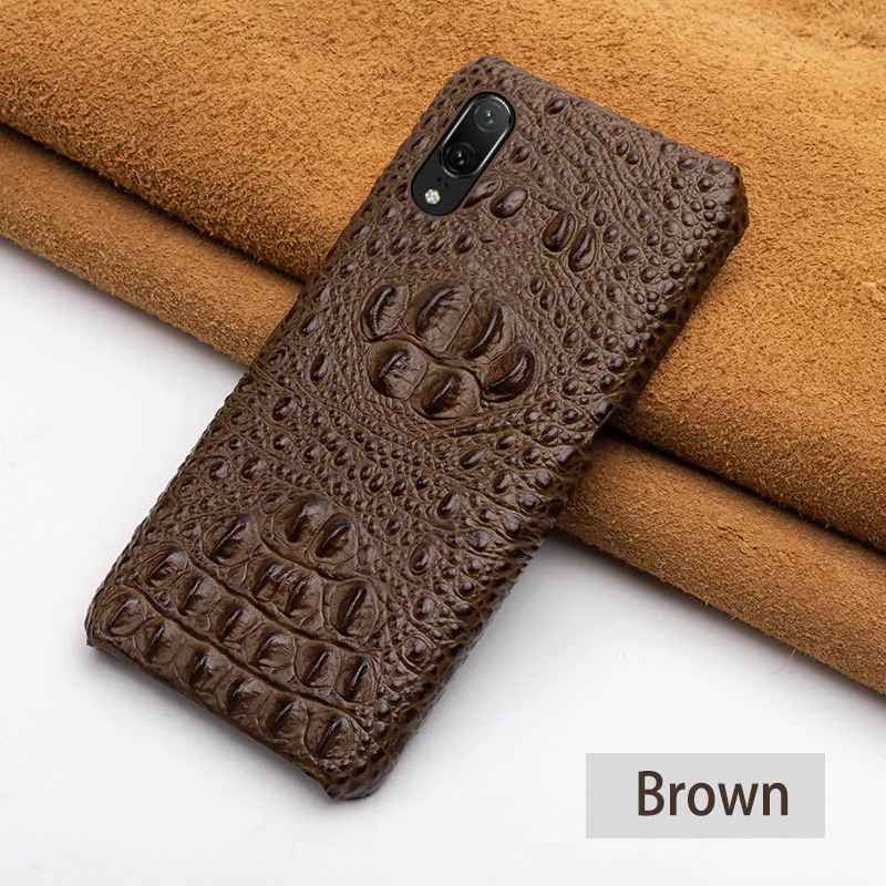 Brown Чехол для телефона для huawei P20 P10 P30 lite Y9 Y6 P Smart Коврики 9 10 20 Pro головы крокодила текстура чехол для Honor 8X8 9 10 Lite - Цвет: Brown