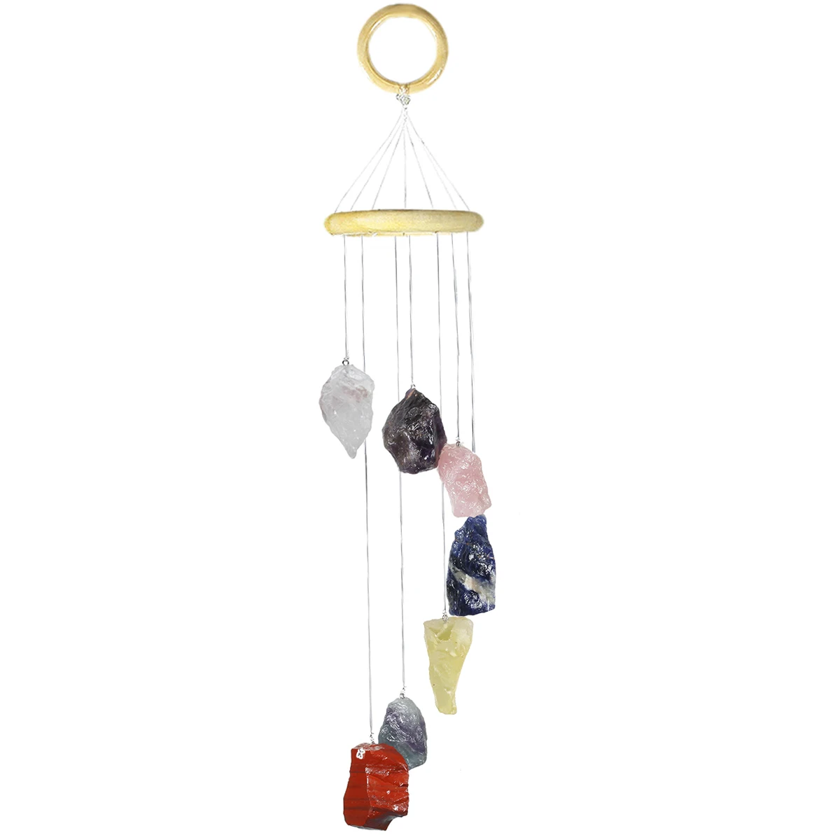 TUMBEELLUWA Raw Rough Crystal Stone Wind Chimes for Home Garden Decoration 45cm-55cm