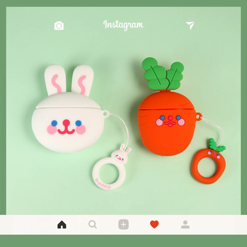 

For AirPods Case Rabbit Bunny Carrot Ring Soft Cover