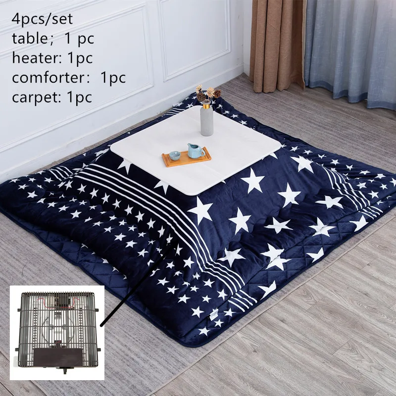 4 Pezzi Set Completo Di Kotatsu Riscaldatore Da Tavolo Futon Capert Mobili Da Soggiorno In Stile Giapponese Tatami Scaldapiedi Riscaldato Tavolino Da 