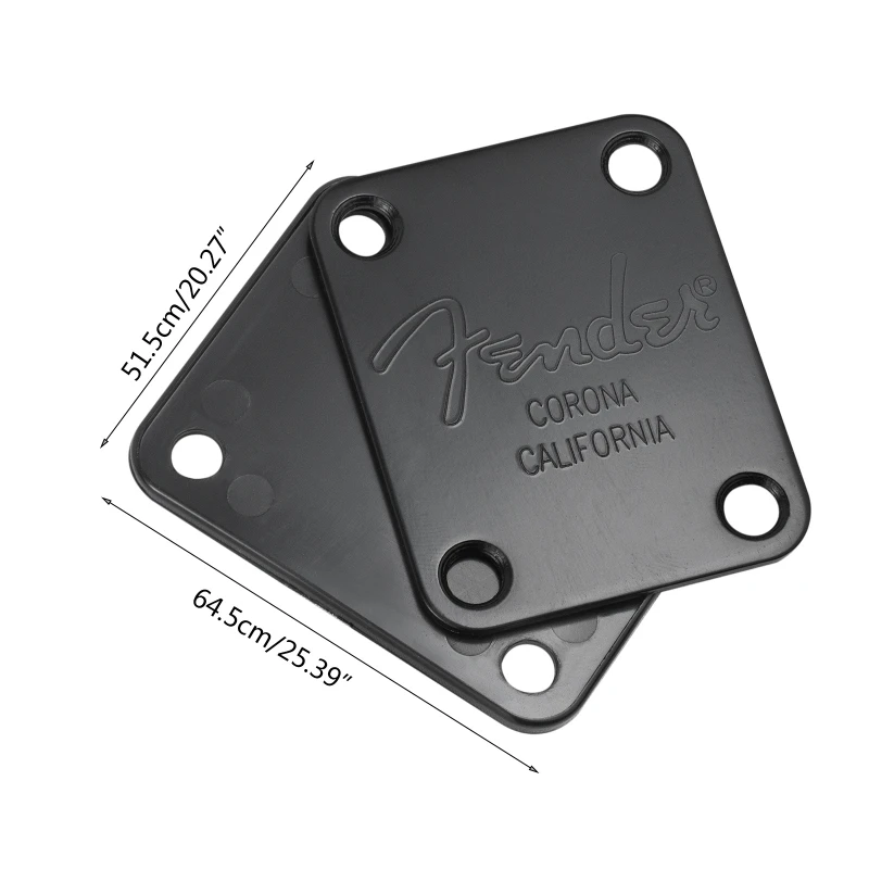 Ohello 1 Set Guitar Neck Joint Plate for Fender Plastic Back Plate for Strat Tele ST TL Guitar Accessories Black/Chrome(Silver)
