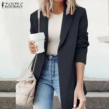 Bohemian Elegant Jackets ZANZEA Autumn Women's Full Sleeve Blazer Lapel Solid Bohemian Suit Fashion Casual Work OL Party Coat