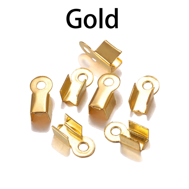 Crimp Bead Connectors Cord End Caps String Ribbon Leather Clip Foldover Cord Ends Fastener For DIY Jewelry Making Supplie