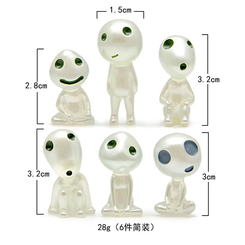 

6pcs Princess Mononoke Utraya Mokri Woodspirits Micro Landscape Zakka Horticulture Modeling Succulent Plants Action Figure Toy
