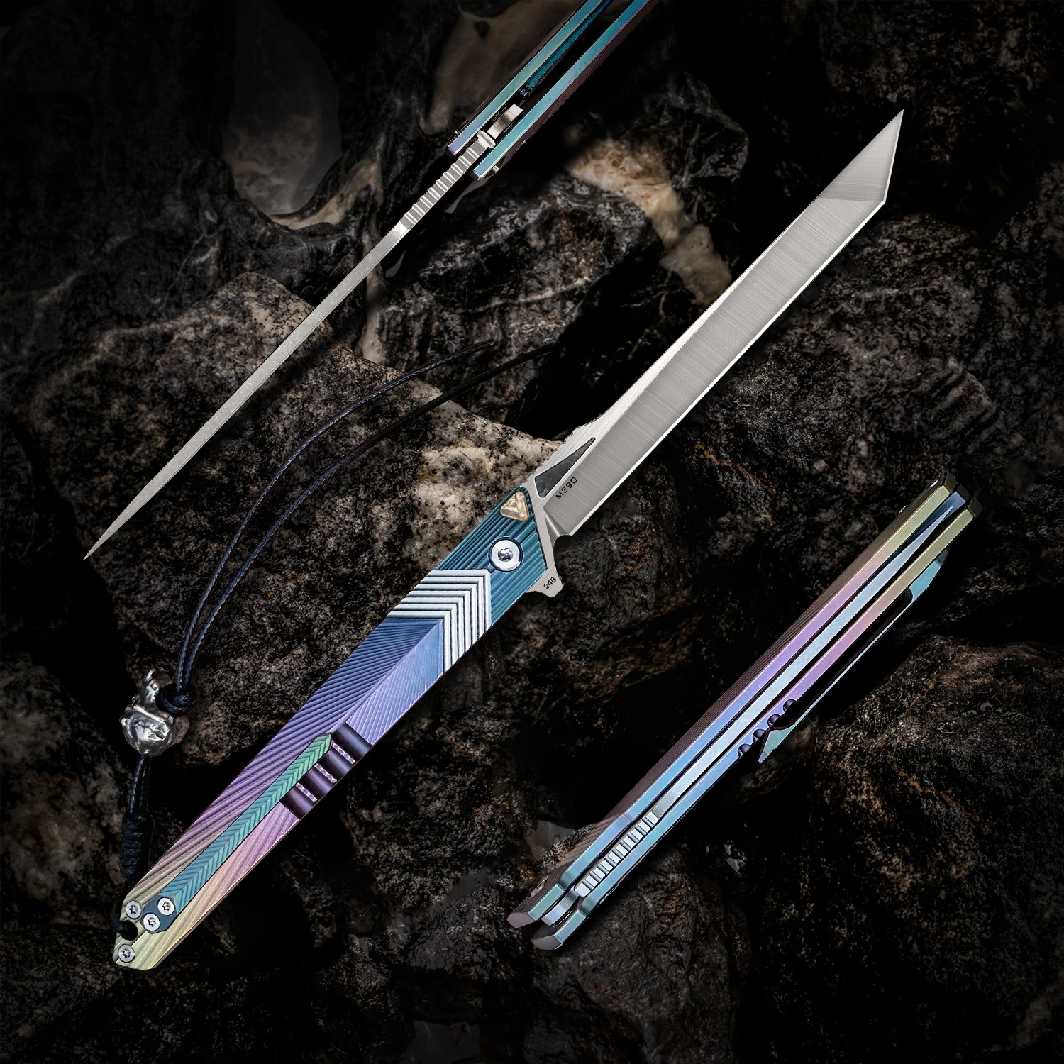 US $55.19 Turenz Edc Folding Knife M39014c28n Steel G10 Titanium Alloy Handle Lightweight Tanto Pocket Knife With Sheath For Self Defense