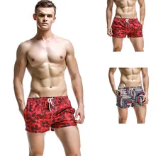 Модные мужские повседневные свободные шорты с принтом и поясом, пляжные шорты с карманами