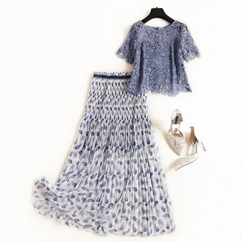 

silk unlined upper garment printing chiffon skirts two-piece outfit in the summer of 2020 temperament suit skirt 11292