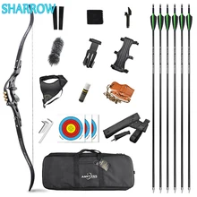 

30-60LBS Recurve Bow Set 62" American Hunting Bow 19" Handle Takedown ILF Interface for Outdoor Archery Sport Shooting Practice