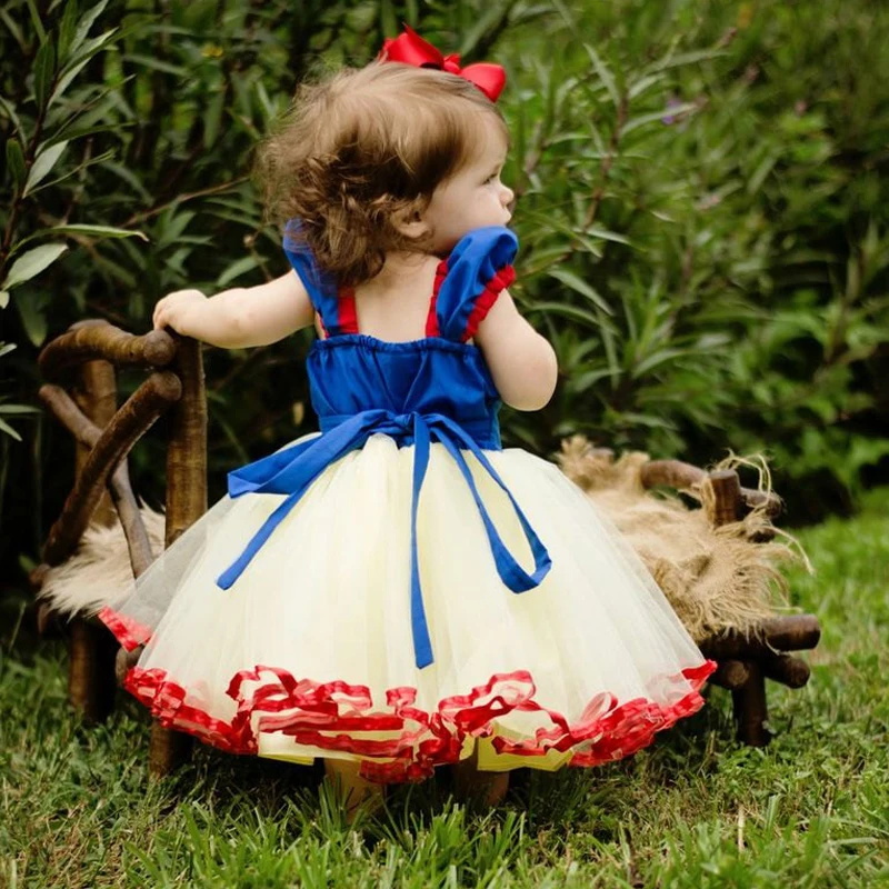 1 Year Old Baby Girls Dress 2nd Birthday Princess Party Dress Cosplay Snow White Costume Infant Robe