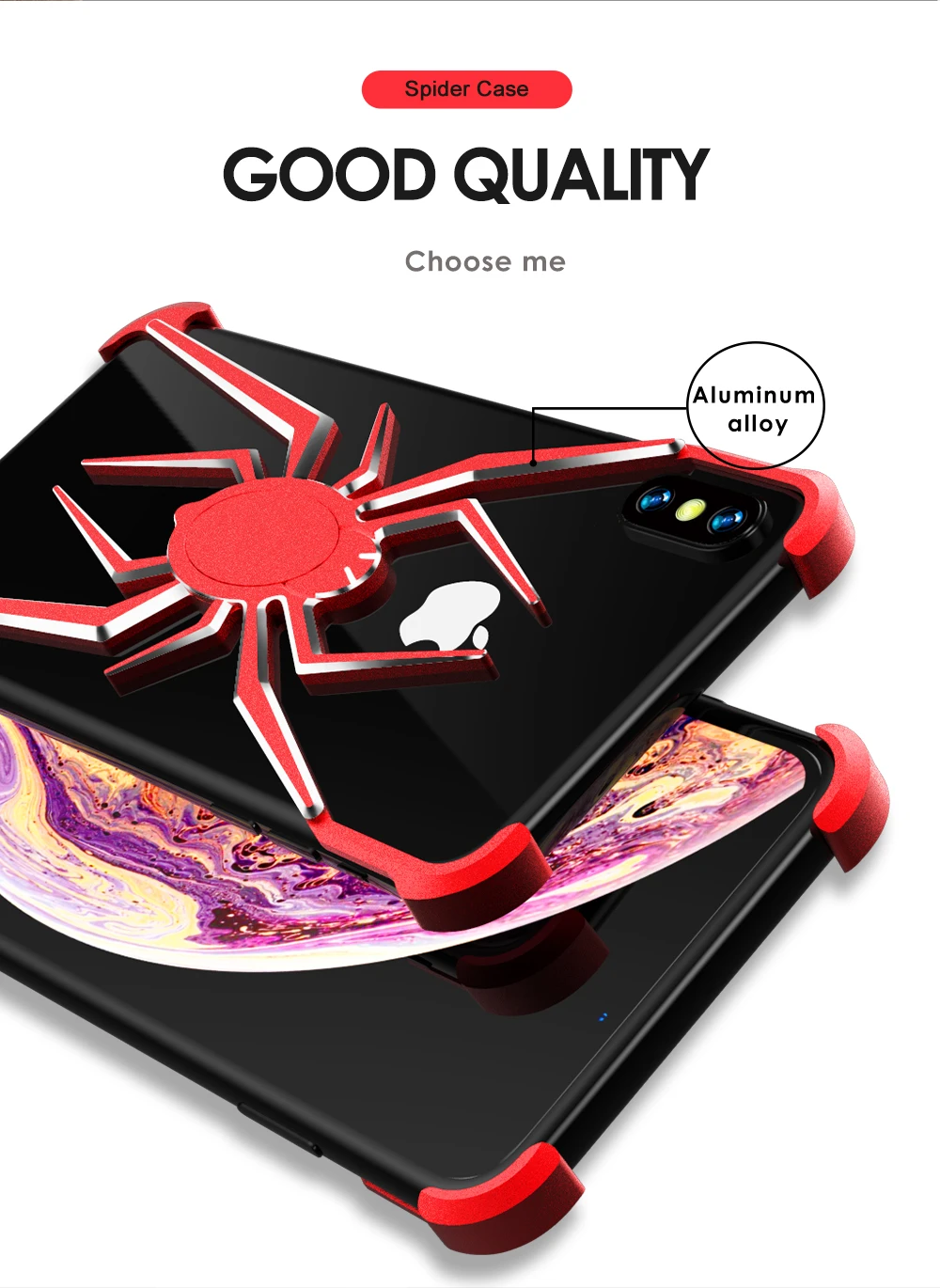 Spider serial Shockproof Armor Phone Back Case For i X XR XS MAX Silicone Hybrid Hard PC Three Proofing Case Cover