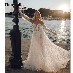 Modern Lace Sequiens A Line Wedding Dresses 2022 Sweetheart Long Shiny Bride Bridal Mariage Gowns Princess Vestidos Boda 2022