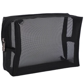 

Black Mesh Makeup Bag See Through Zipper Pouch Travel Cosmetic and Toiletries Organizer Bags Pack of 3(S,M,L)