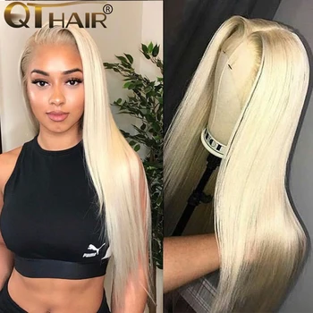 

613 Honey Blonde Wigs 180% Brazilian Straight Lace Front Human Hair Wigs Blonde Human Hair Wig Remy QT Hair