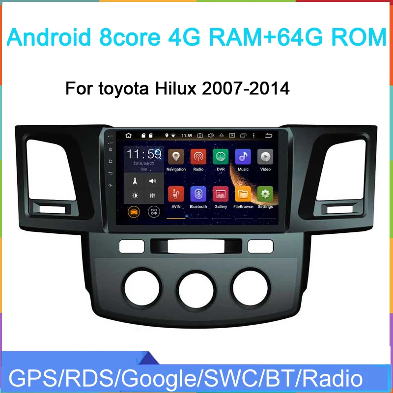 Автомобильный мультимедийный плеер на Android 10 с 9 &quotHD экраном gps Wi-Fi для Toyota Hilux Fortuner